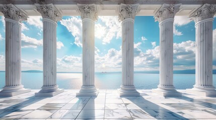 Fototapeta premium Classical Columns Framing a Sea View
