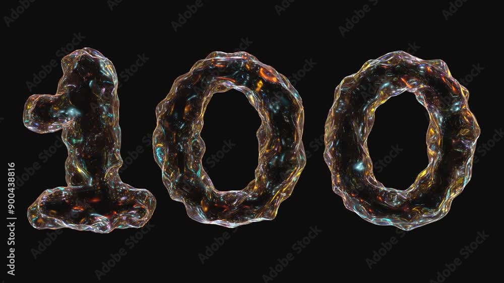 Poster number 100 animation isolated on black background