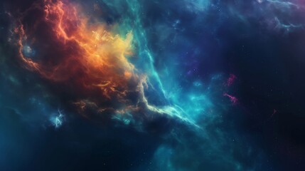 Colorful Abstract Nebula with Fiery and Cool Hues Illustrating Cosmic Wonder