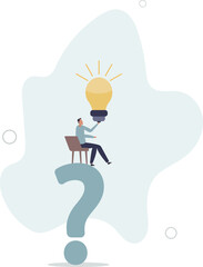 Question and answer, q and a or solution to solve problem, FAQ frequently asked question, help or creative thinking idea concept.flat design.illustration with people.