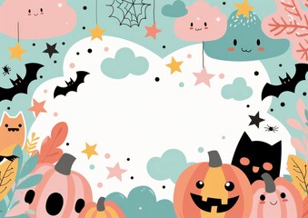 Fototapeta premium Smiling Pumpkins Halloween Background