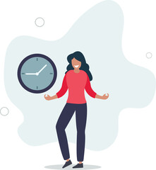 Punctuality, being on time for appointment or schedule, finish work within deadline or timing, meeting reminder or time management concept,flat design.illustration with people.
