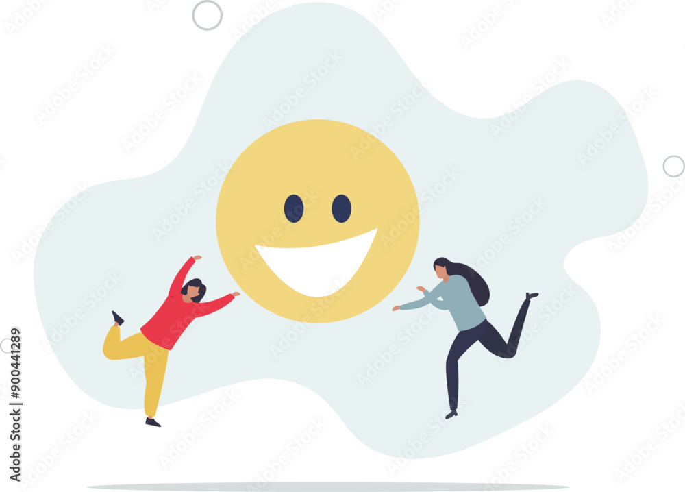 Wall mural employee happiness, job satisfaction or company benefit, happy workplace or positive attitude, work 