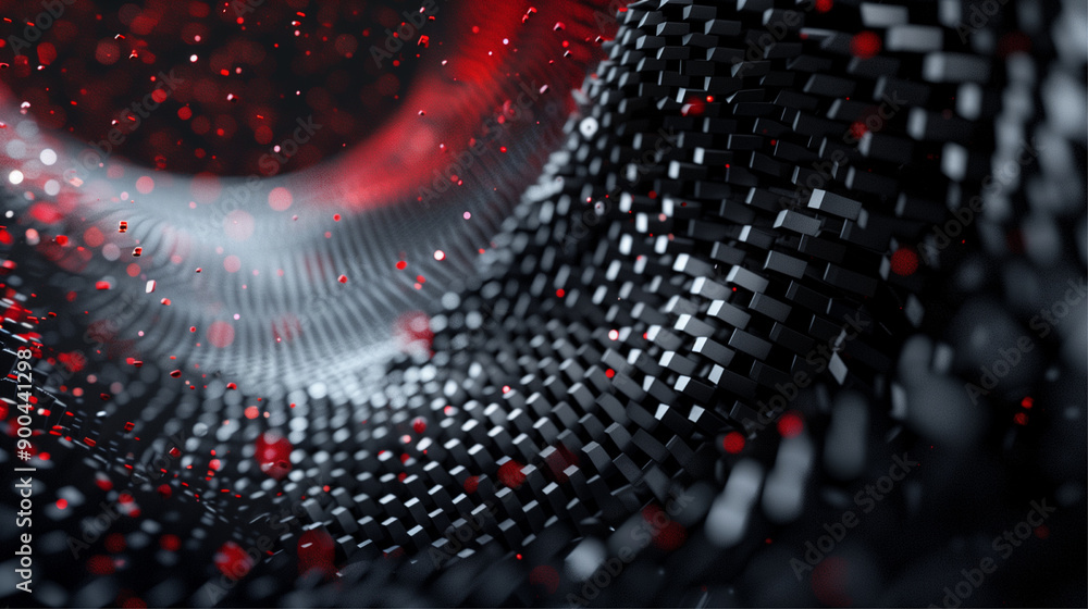 Aufkleber abstract red and black technology banner, high tech background with metallic structure tunnel and re