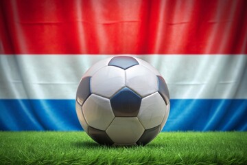 Luxembourg flag with soccer ball. Football.