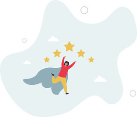 stars expert, excellence or great service, quality and good reputation professional, award winning or best rating concept,flat design.illustration with people.