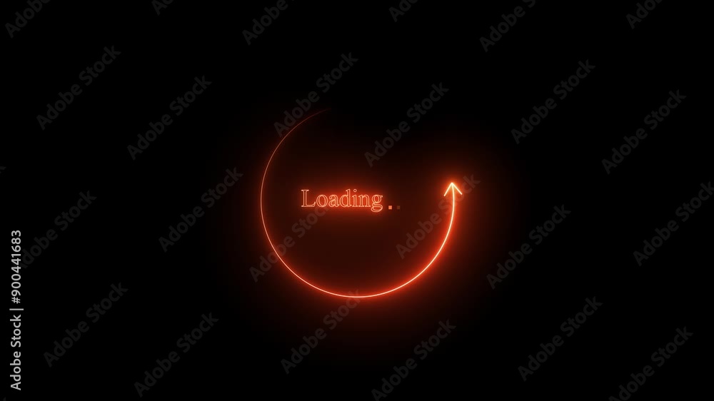 Poster abstract glowing neon loading bar animation on black background