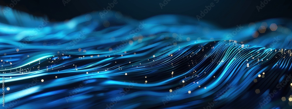 Poster the image is a blue wave with a lot of sparkles. the sparkles give the impression of movement and en