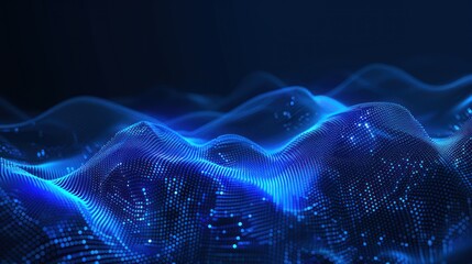 Obraz premium abstract blue digital sound waves on dark background