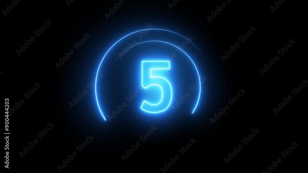 Poster neon light countdown timer 10 second from 10 to 0 .