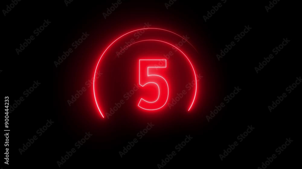 Poster neon light countdown timer 10 second from 10 to 0 .