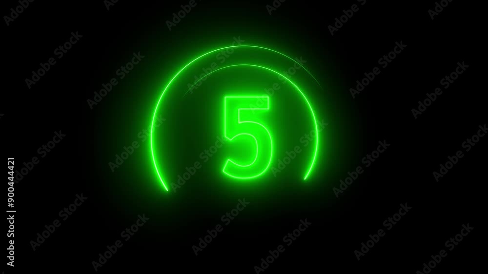 Poster neon light countdown timer 10 second from 10 to 0 .