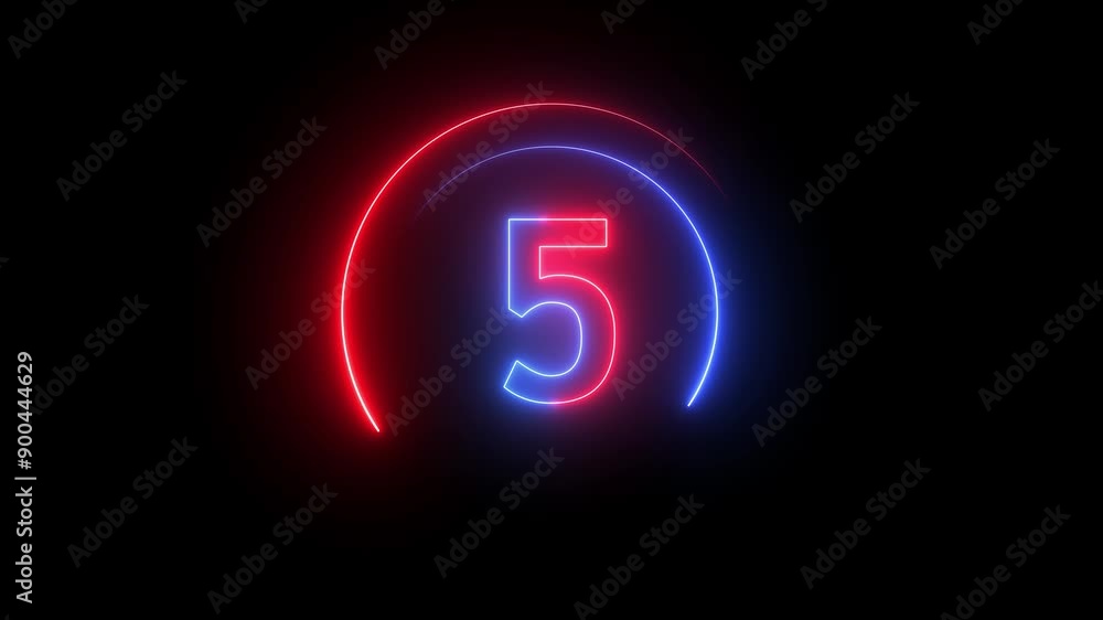 Aufkleber neon light countdown timer 10 second from 10 to 0 .