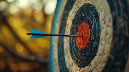 Precise Central Focus: Arrow Tail Feather Nocked at the Center of the Target