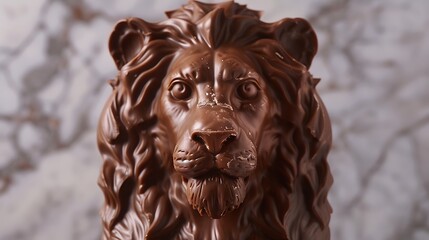 Obraz premium Majestic lion statue molded from milk chocolate 