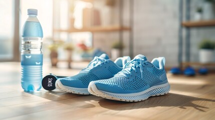 Fitness Shoes and Water Bottle Set for Exercise Sessions