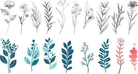 For a logo or tattoo, a floral branch and minimalist leaves.