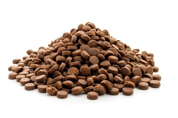 Naklejka premium A pile of dog food sits on a white surface