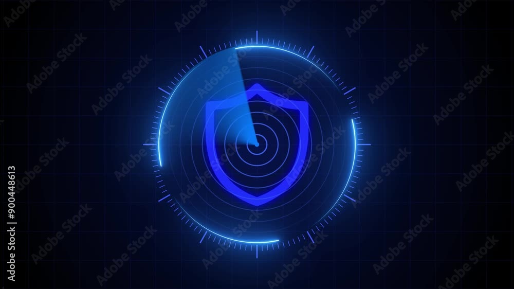 Aufkleber digital blue realistic radar with targets on monitor in searching. air search . military search syst