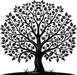 Obraz premium Black and white apple tree silhouette