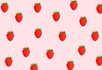 Strawberry seamless pattern background. Ripe strawberry. Red berry fruit. Vector illustration.