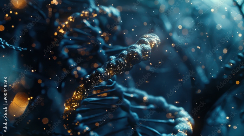 Fototapete abstract gold and blue: a mesmerizing close-up of a swirling, abstract form, rendered in vibrant blu