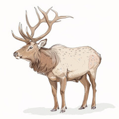 Obraz premium A deer with antlers is standing in front of a white background