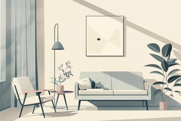 Minimalist Living Room Interior with Scandinavian Design and Natural Light