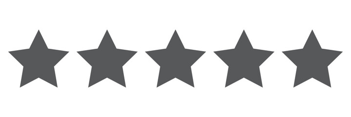 Product rating or customer review 5 star icon.  Five star rating icon. 