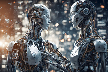 Fototapeta premium advanced artificial intelligence for the future rise in technological singularity using deep learning algorithms. Generative AI.