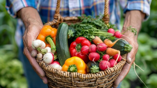 Farmer with Fresh Organic Produce in Nature