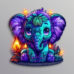 Adorable Baby Elephant with Floral Crown and Candles