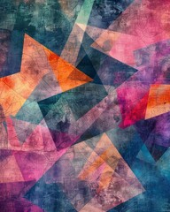 Abstract background with geometric shapes and textured overlay.