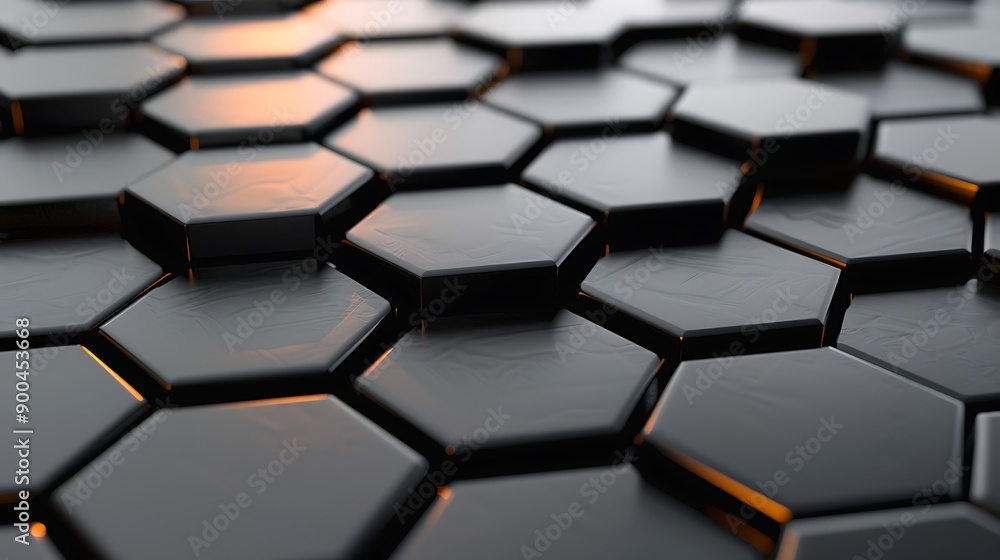 Poster abstract hexagonal pattern with warm glow