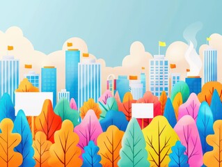 Labor Day rally, speeches on mental health, flat design illustration