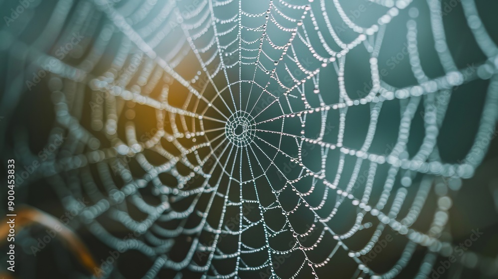 Poster macro shot of a delicate spider web.