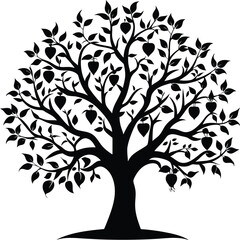 Black and white apple tree silhouette