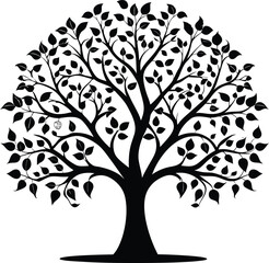 Obraz premium Black and white apple tree silhouette