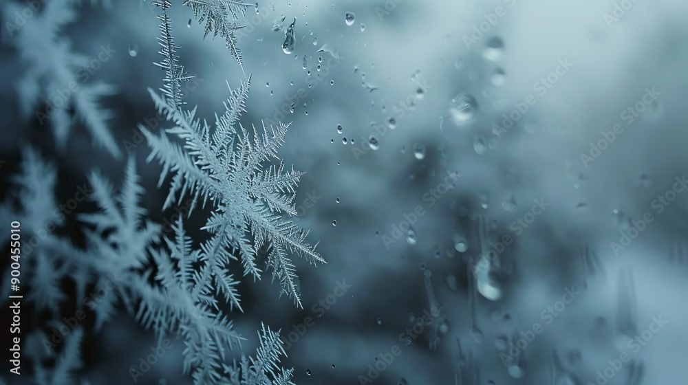 Poster macro shot of frost on a window pane.