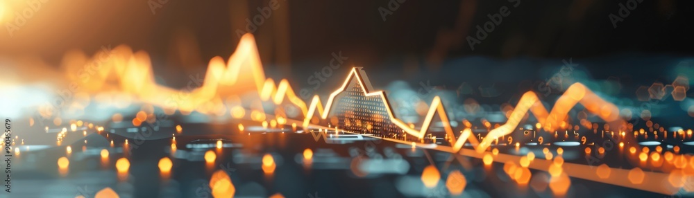 Aufkleber dynamic abstract representation of financial data with glowing lines illustrating trends and market 