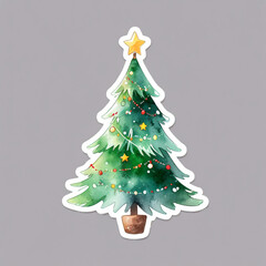 Pastel color christmas tree doodle minimalist stickers