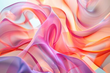 Obraz premium Abstract environment: dynamic curved shapes in motion. Digital illustrations for advertising, promotional materials, displays, or design elements. Subtle patterns on a light, pastel background