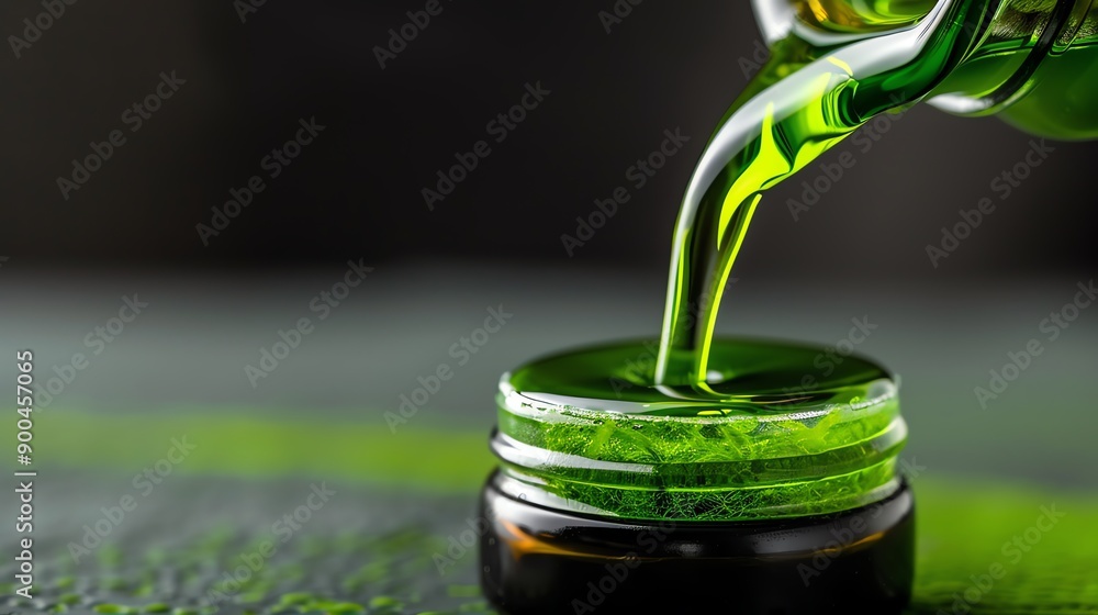 Poster Algae extract being poured into a small container