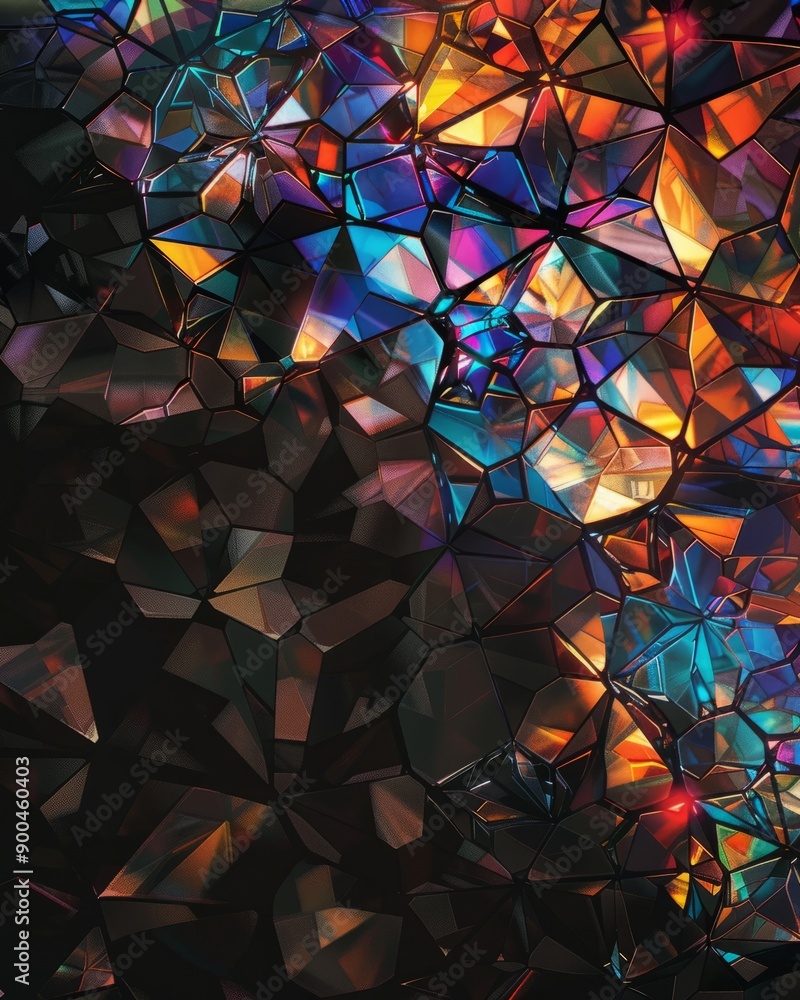 Poster abstract geometric pattern with iridescent colors.