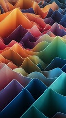 Background with the image of diagonal abstract geometric wavy folds in gradient colors 3d rendering