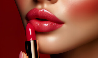 Vibrant pink lips and lipstick