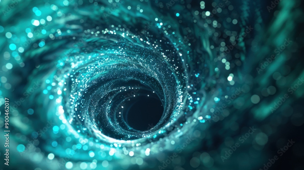Aufkleber abstract depiction of a vortex with swirling lights creating a tunnel effect in shades of blue and g