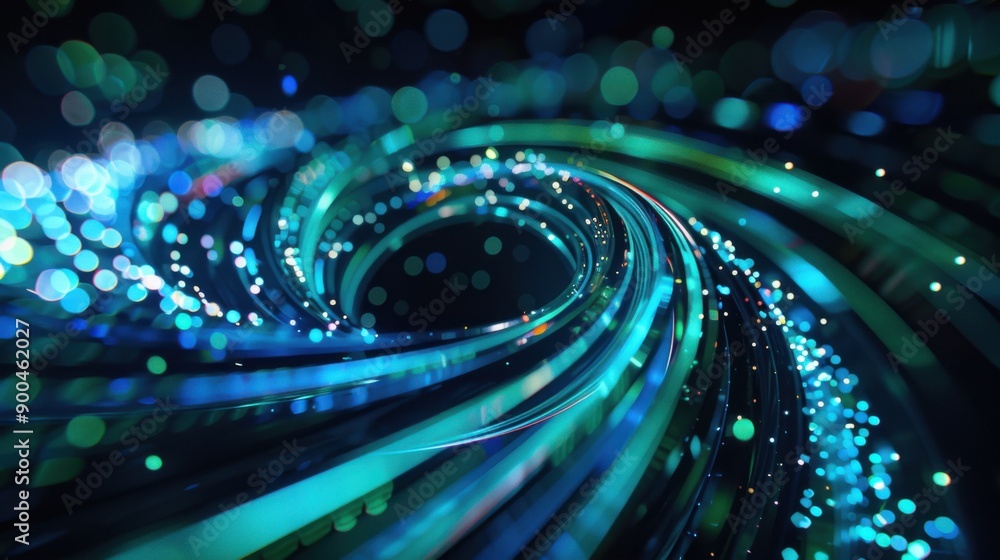 Aufkleber Abstract background with swirling neon lights and bokeh effect, creating a dynamic and futuristic visual aesthetic.