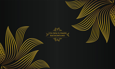 Luxury background with abstract floral golden lines.