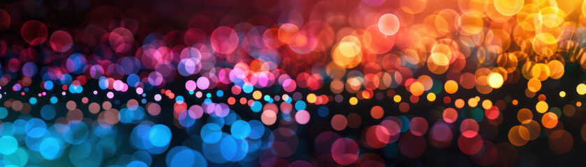 Colorful bokeh lights create a vibrant and festive atmosphere, blending a range of hues in a stunning and abstract display perfect for backgrounds and designs.